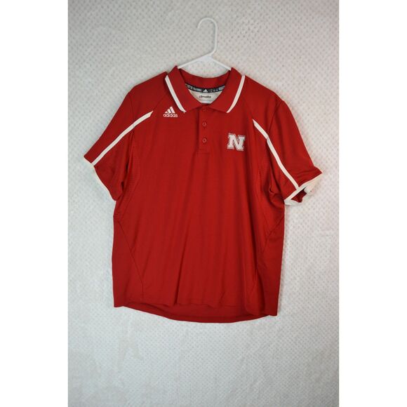 adidas Other - Adidas Climalite Nebraska Men's XL Red Short Sleeve Polo Shirt
